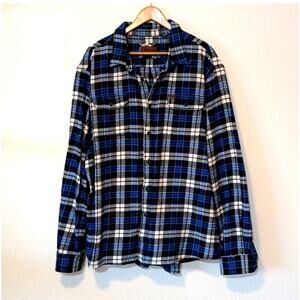 Orvis blue heavy flannel shacket with pockets XXL